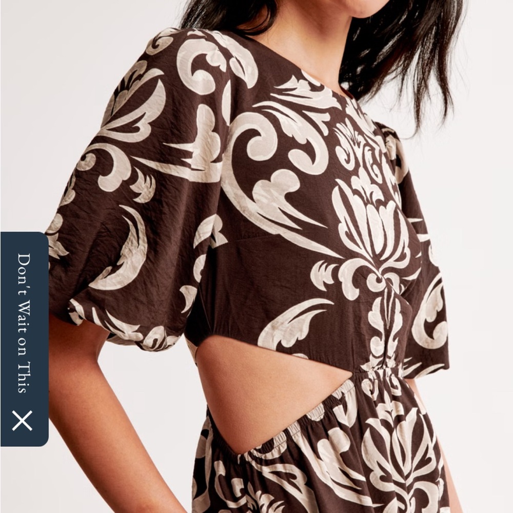 Blue short-sleeve cut out maxi dress (brown is just for reference)